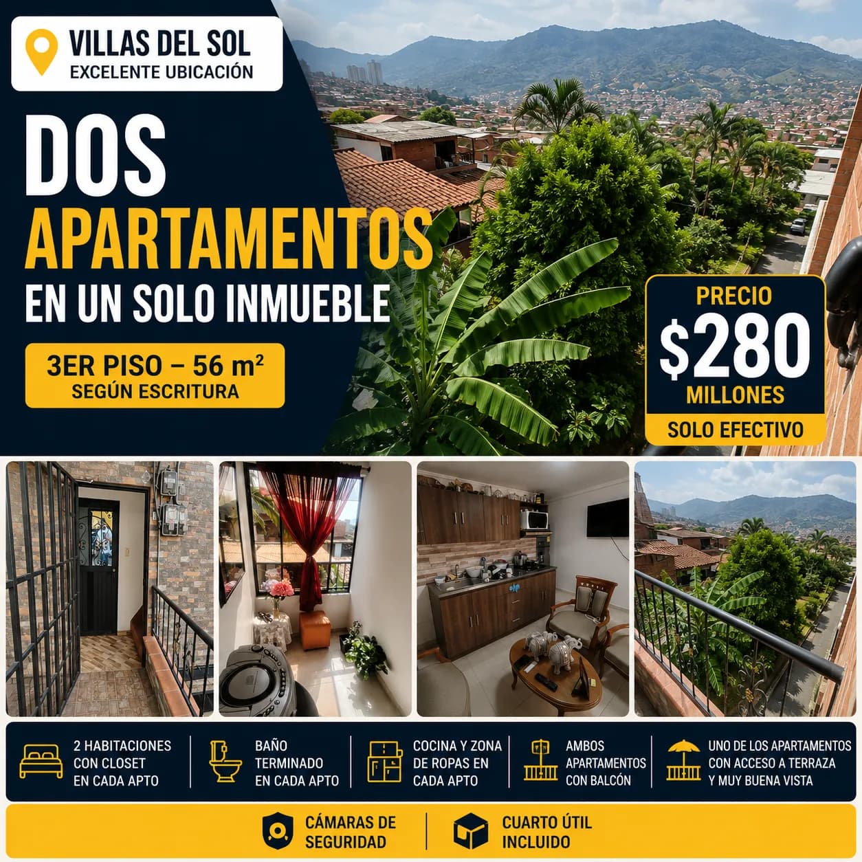 ¡OPORTUNIDAD DE INVERSIÓN EN VILLAS DEL SOL! 2 APARTAMENTOS, AMBOS EXTERIORES Y CON BALCÓN